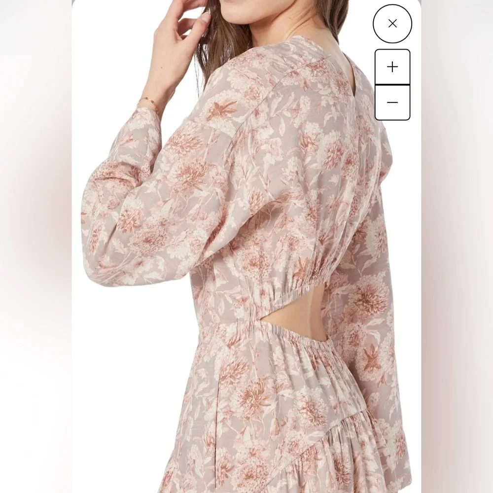 Vince Women's Dress XL Midi Dahlia Long Sleeve Double V-Neck Cottage Feminine - Picture 2 of 10